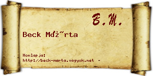 Beck Márta névjegykártya